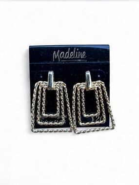 Madeline Gold Twisted Rectangle Drop Earrings